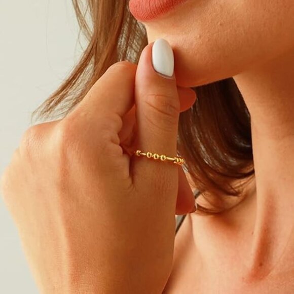 925 Sterling Gold Ring Anxiety Rings Fidget Ring for Women - Picture 4 of 4